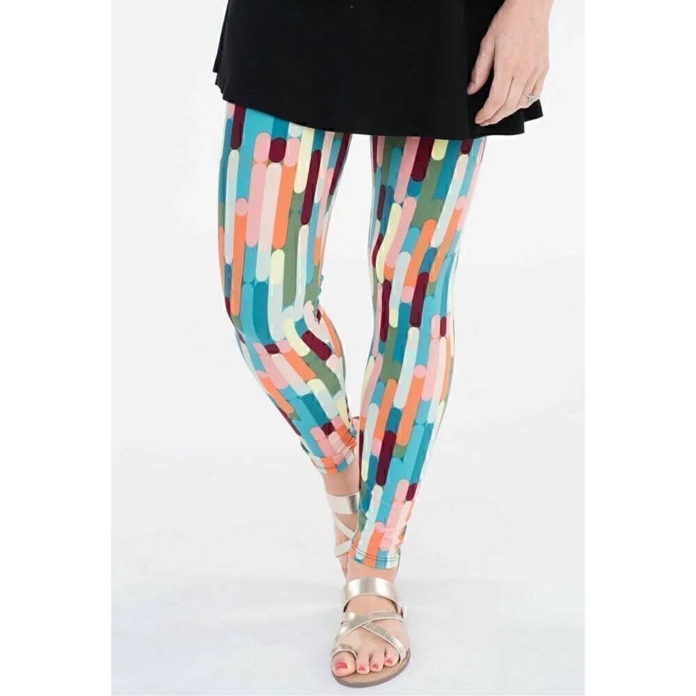 NWT Agnes & Dora Scooped Striped Multicolor Leggings L 12-16